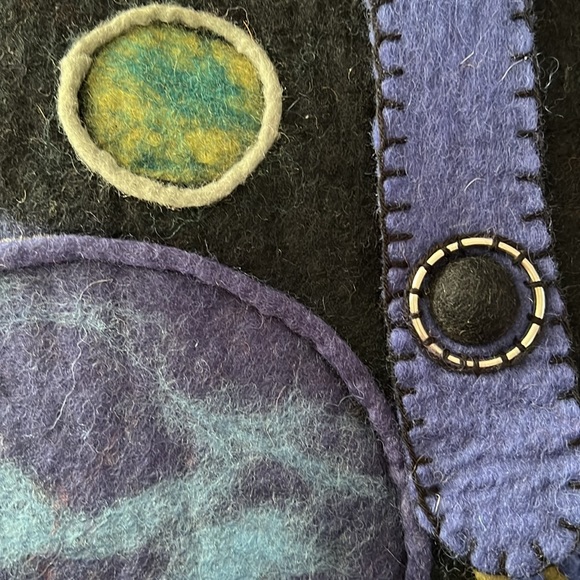 Rising Tide Felted Wool Purse Planets Black - Picture 10 of 14